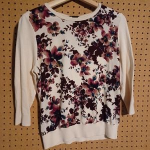 Ann Taylor petite large sweater blouse floral